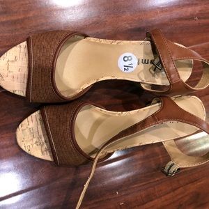 Brown corked heels